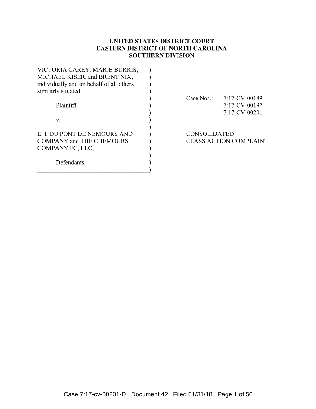 Consolidated Class Action Complaint) Against E