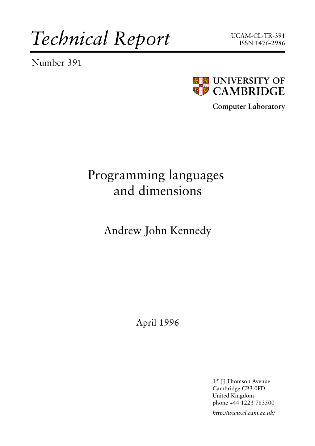 Programming Languages and Dimensions