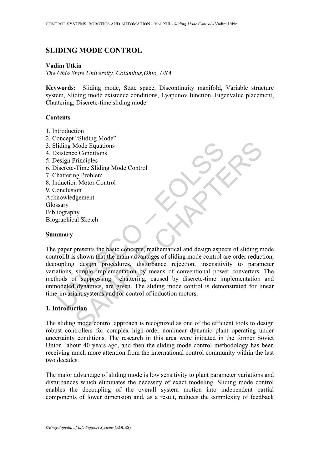 Sliding Mode Control - Vadim Utkin