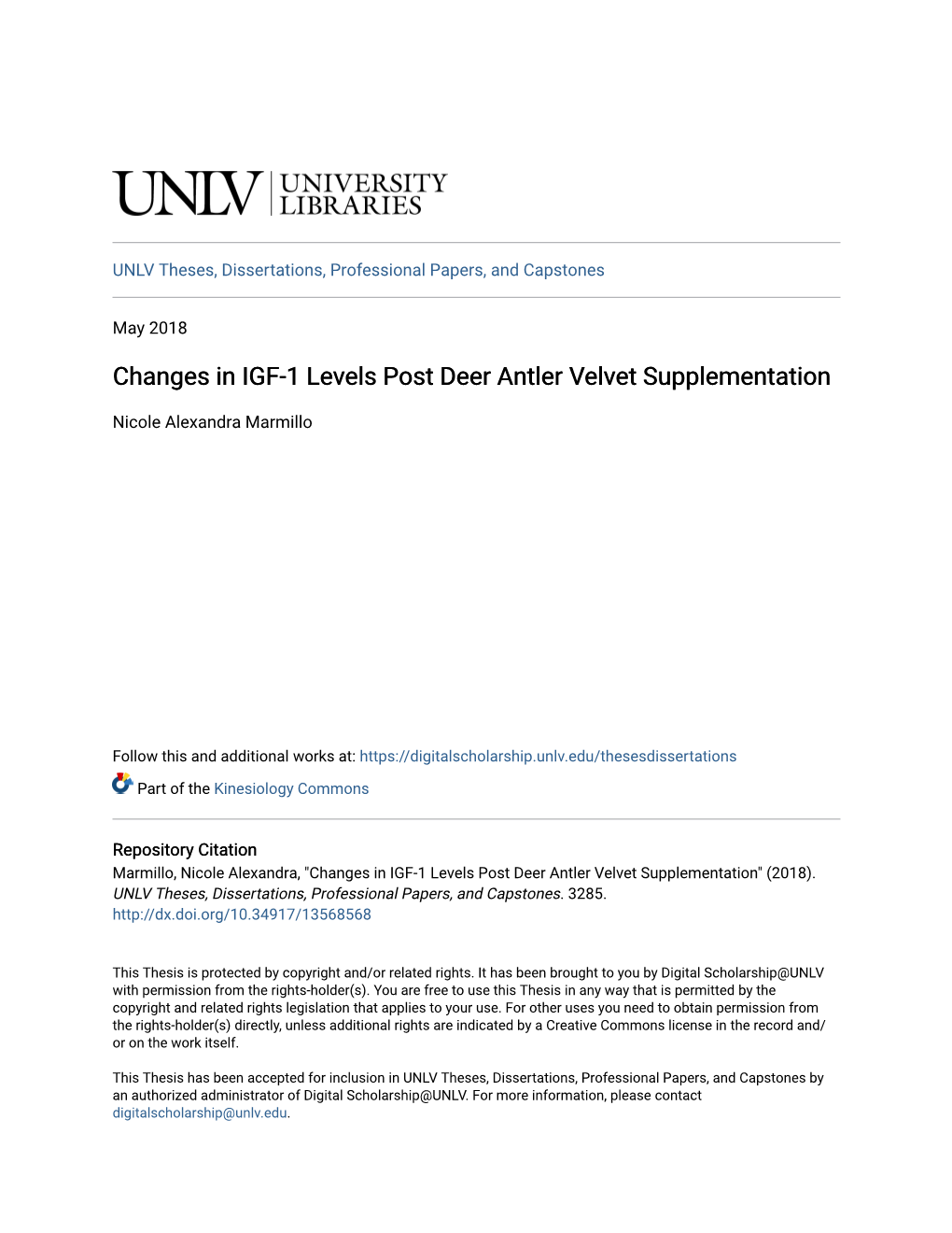 Changes in IGF-1 Levels Post Deer Antler Velvet Supplementation