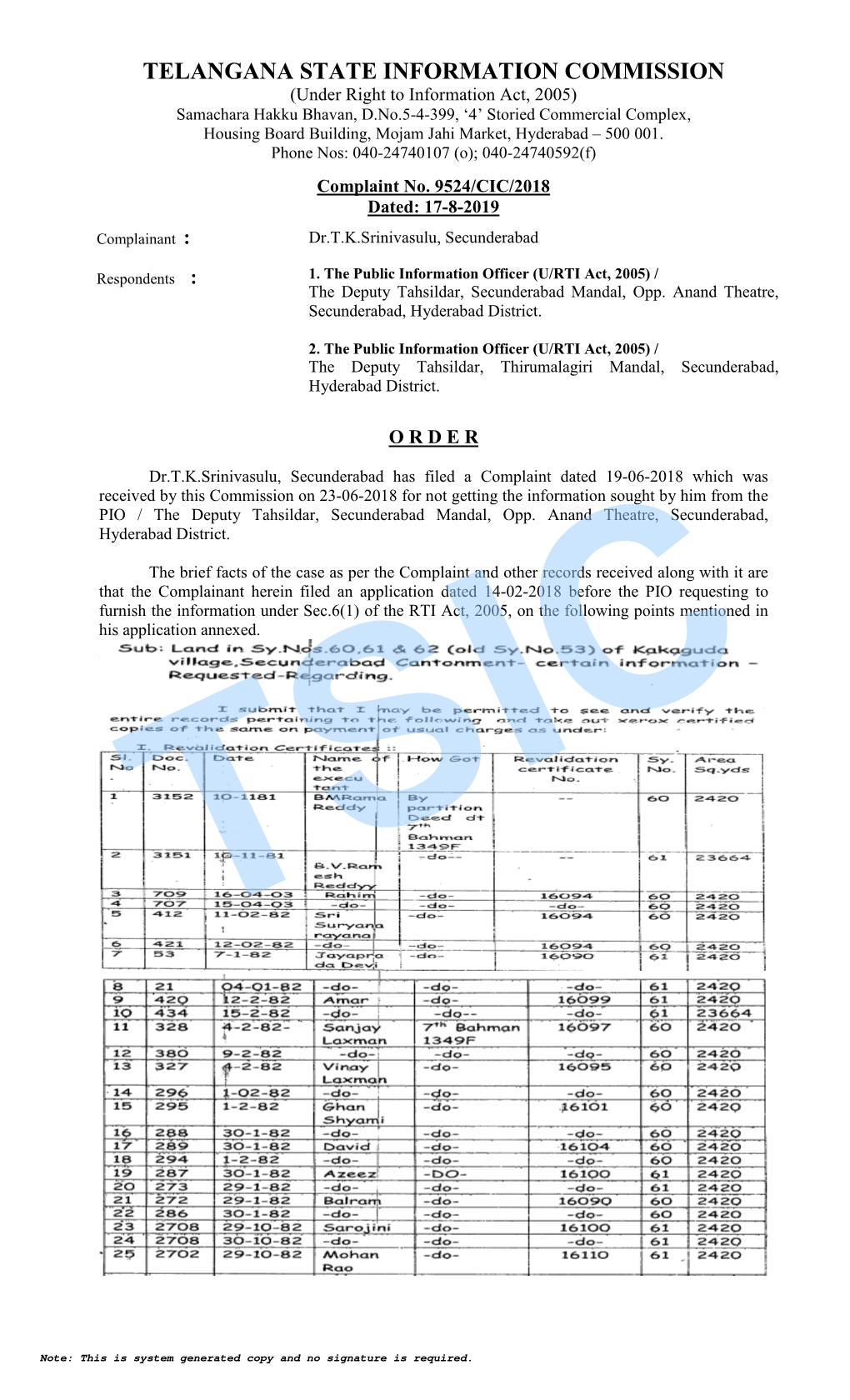 Telangana State Information Commission