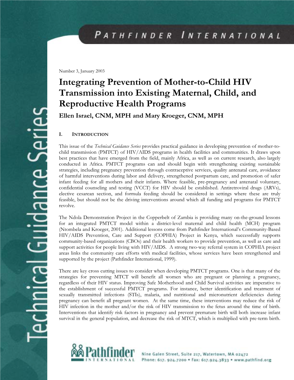 Integration of Mother-To-Child Transmission