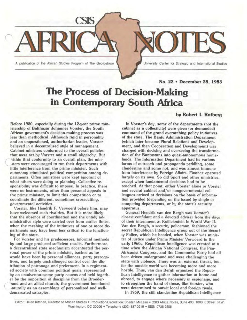 The Process of Decision-Making in Contemporary South Africa