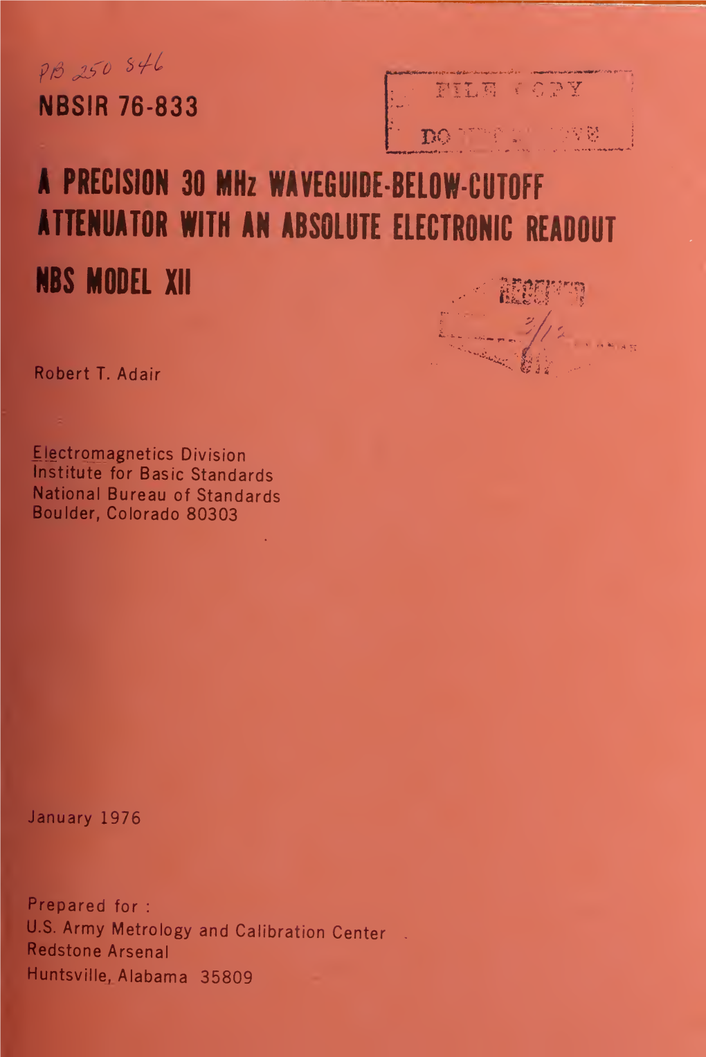 A PRECISION 30 Mhz WAVEGUIDE-BELOW-CUTOFF ATTENUATOR