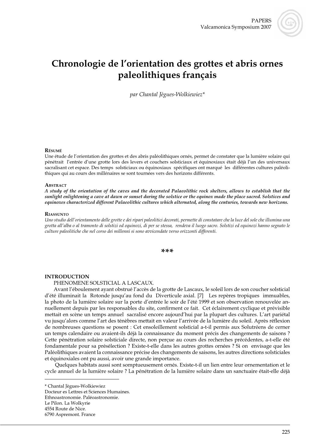 Chronologie De L'orientation Des Grottes Et Abris Ornes Paleolithiques