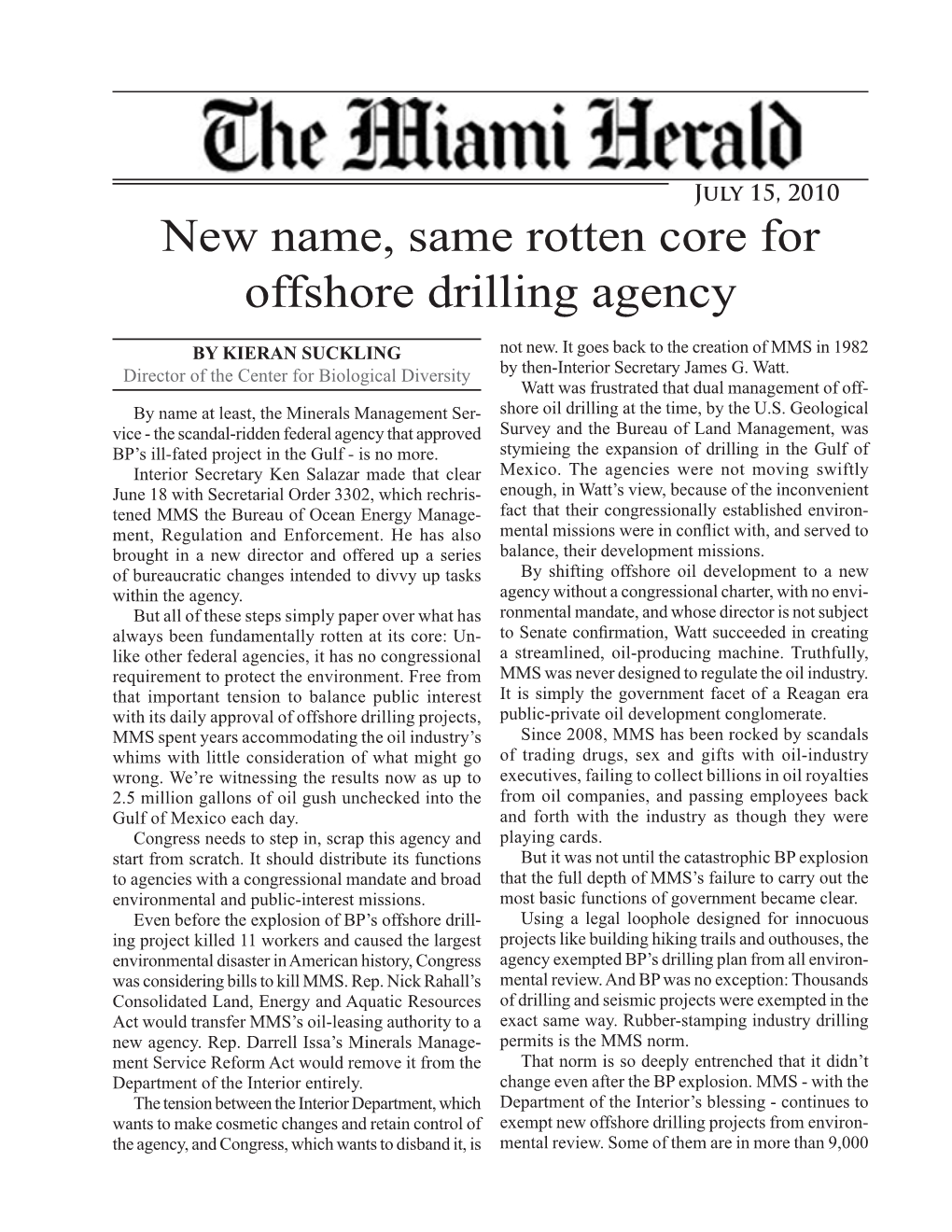 New Name, Same Rotten Core for Offshore Drilling Agency