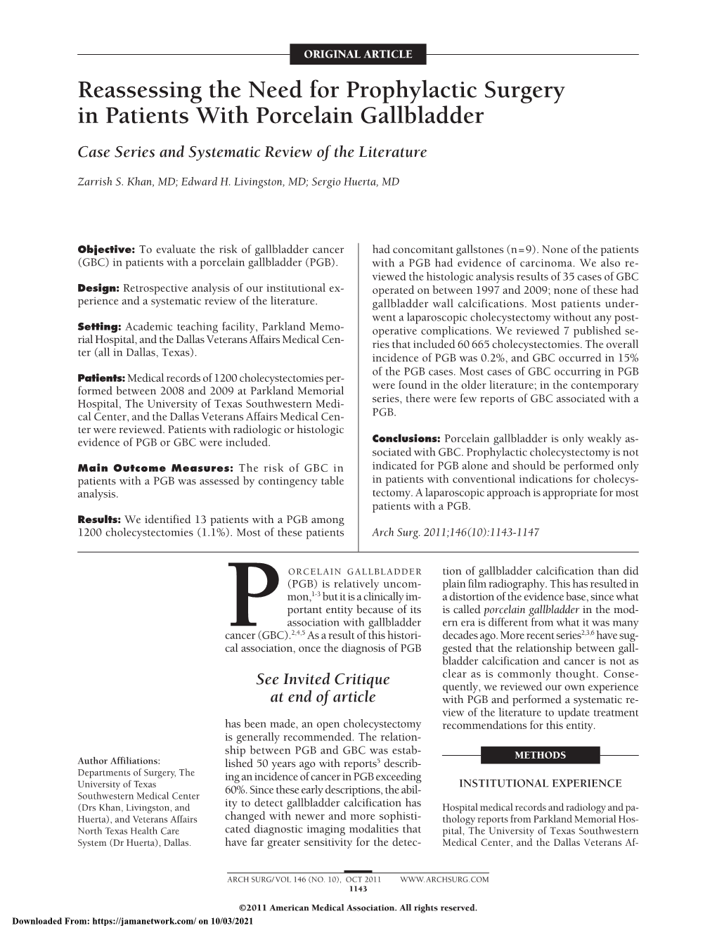 Reassessing the Need for Prophylactic Surgery in Patients with Porcelain Gallbladder Case Series and Systematic Review of the Literature