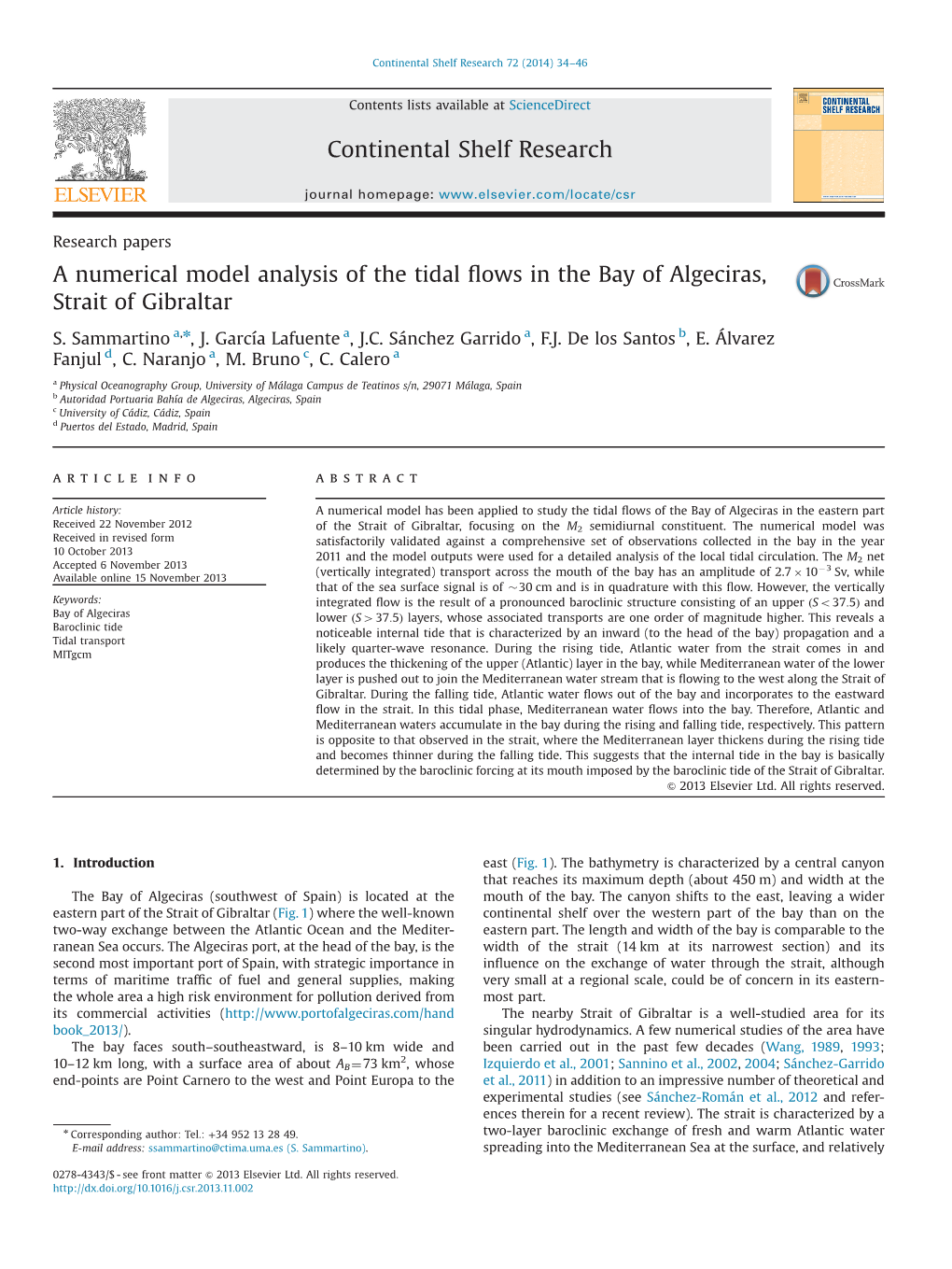 A Numerical Model Analysis of the Tidal Flows in the Bay of Algeciras, Strait