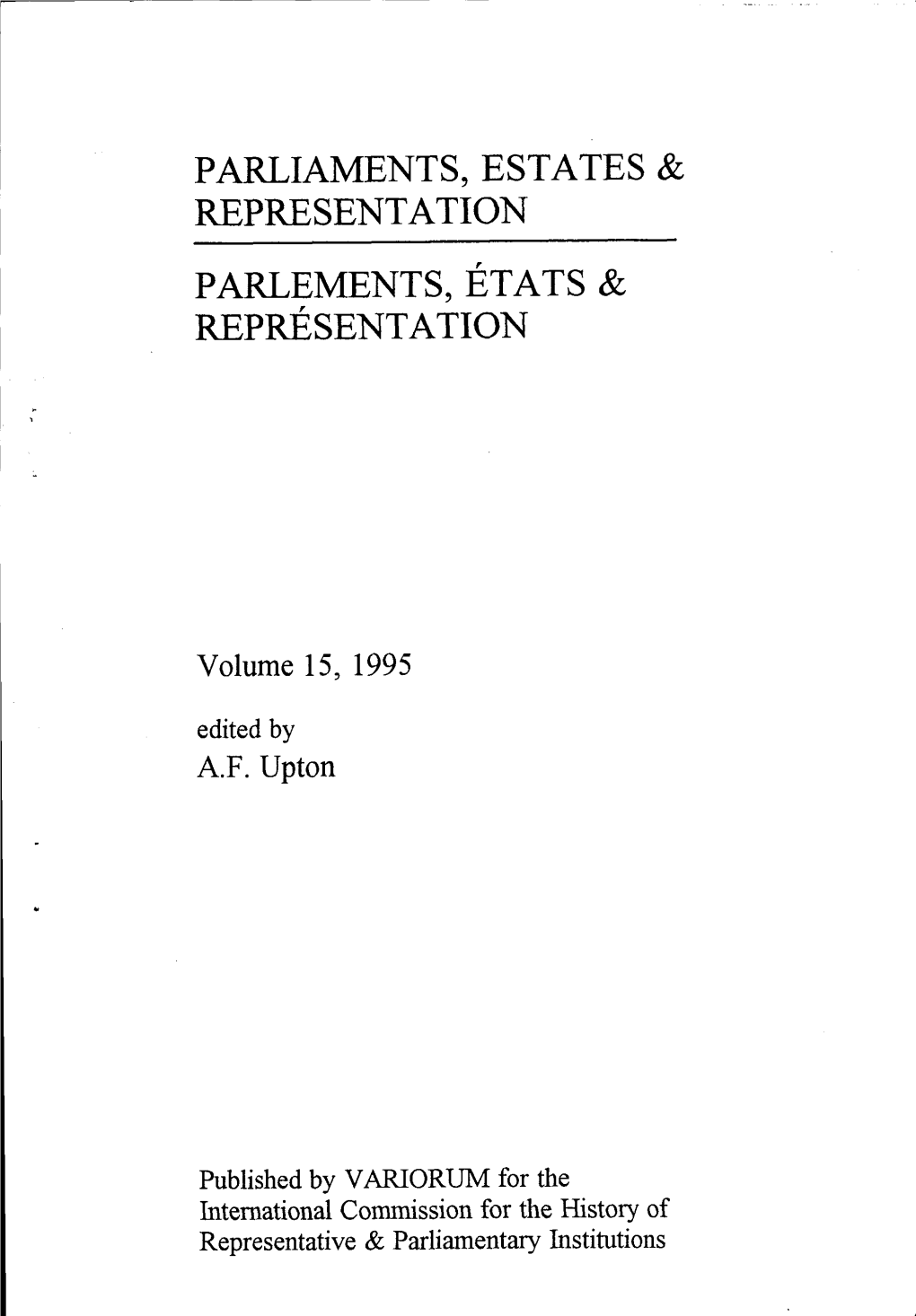 Parliaments, Estates & Representation Parlements