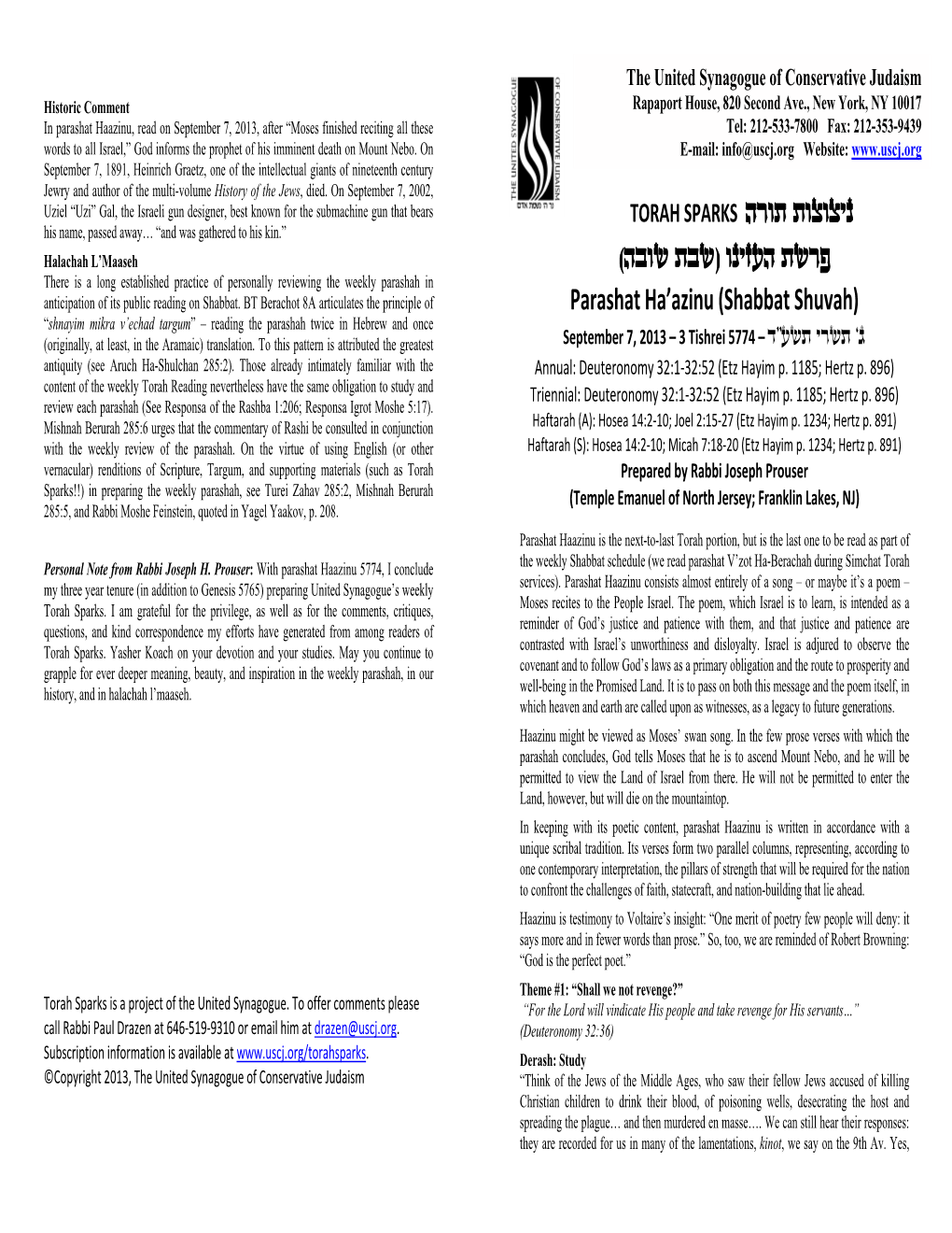 (Vcua ,Ca) Ubhzgv ,Arp There Is a Long Established Practice of Personally Reviewing the Weekly Parashah in Anticipation of Its Public Reading on Shabbat