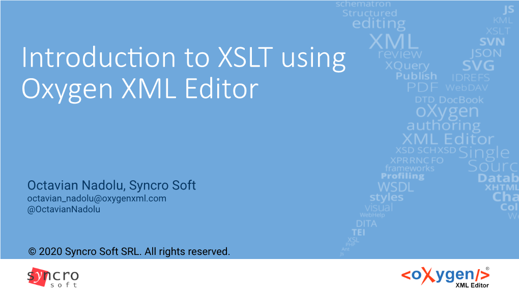 Introduction to XSLT Using Oxygen XML Editor