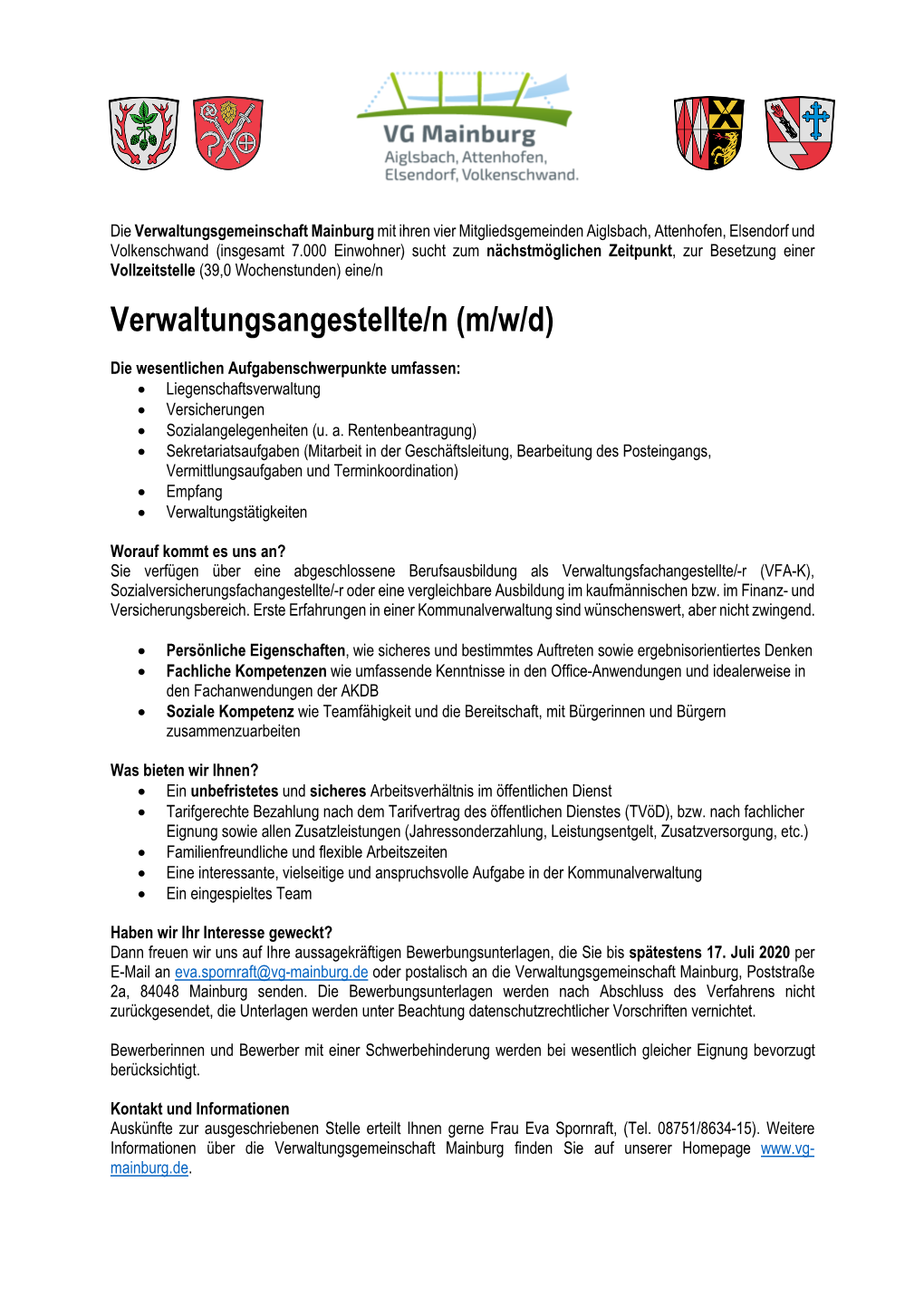 Verwaltungsangestellte/N (M/W/D)