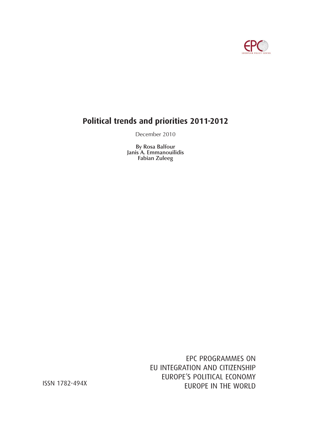 Political Trends and Priorities 2011-2012