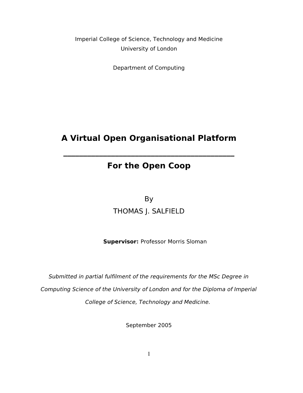 A Virtual Open Organisational Platform ______For the Open Coop