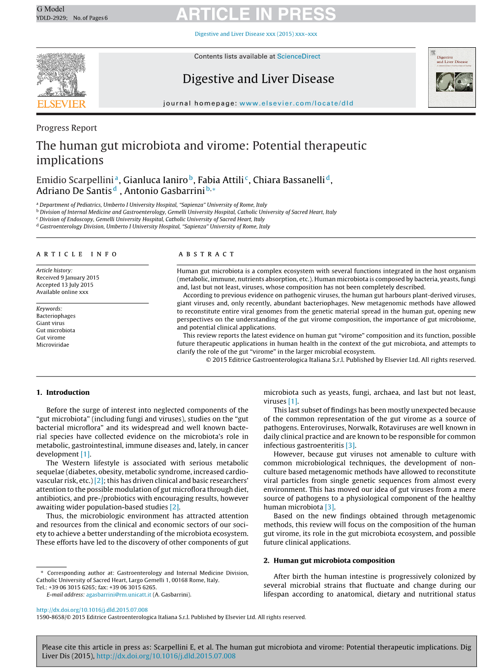 The Human Gut Microbiota and Virome: Potential Therapeutic Implications