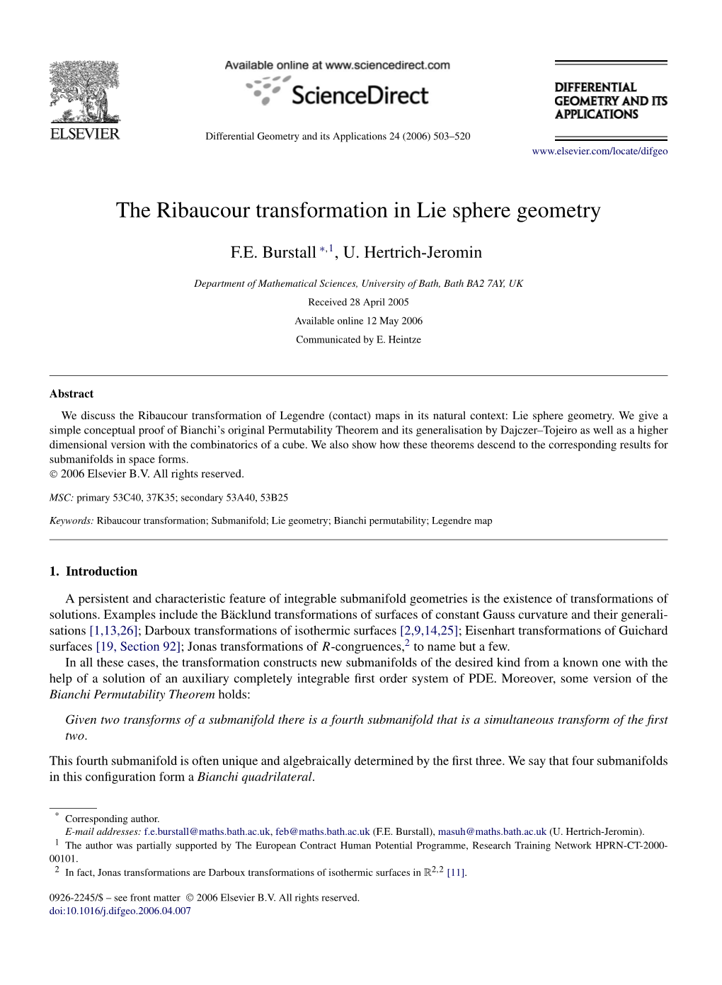 The Ribaucour Transformation in Lie Sphere Geometry