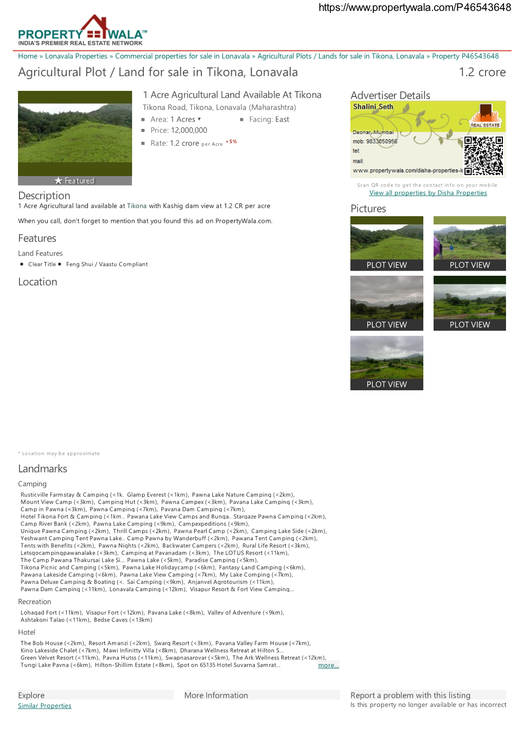 Agricultural Plot / Land for Sale in Tikona, Lonavala (P46543648