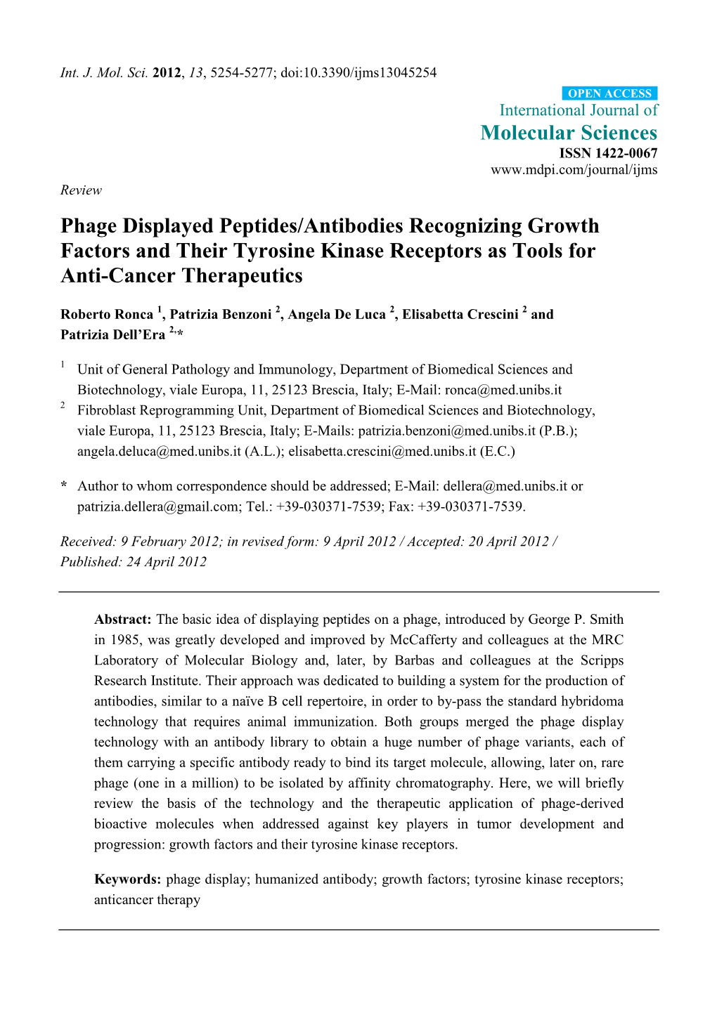 Phage Displayed Peptides/Antibodies Recognizing Growth Factors and Their Tyrosine Kinase Receptors As Tools for Anti-Cancer Therapeutics