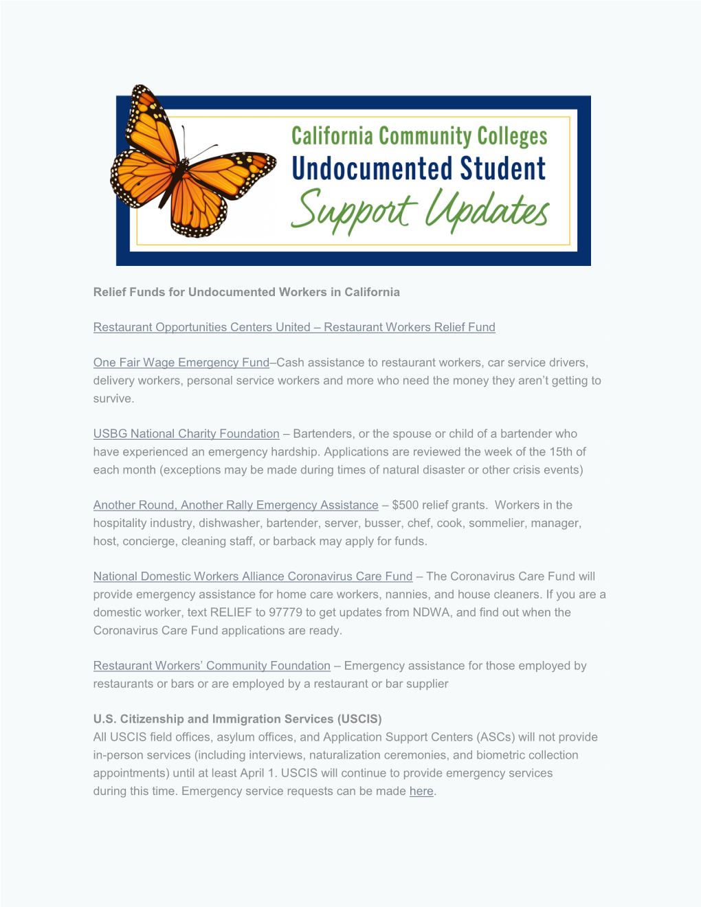 Relief Funds for Undocumented Workers in California Restaurant Opportunities Centers United – Restaurant Workers Relief Fund O