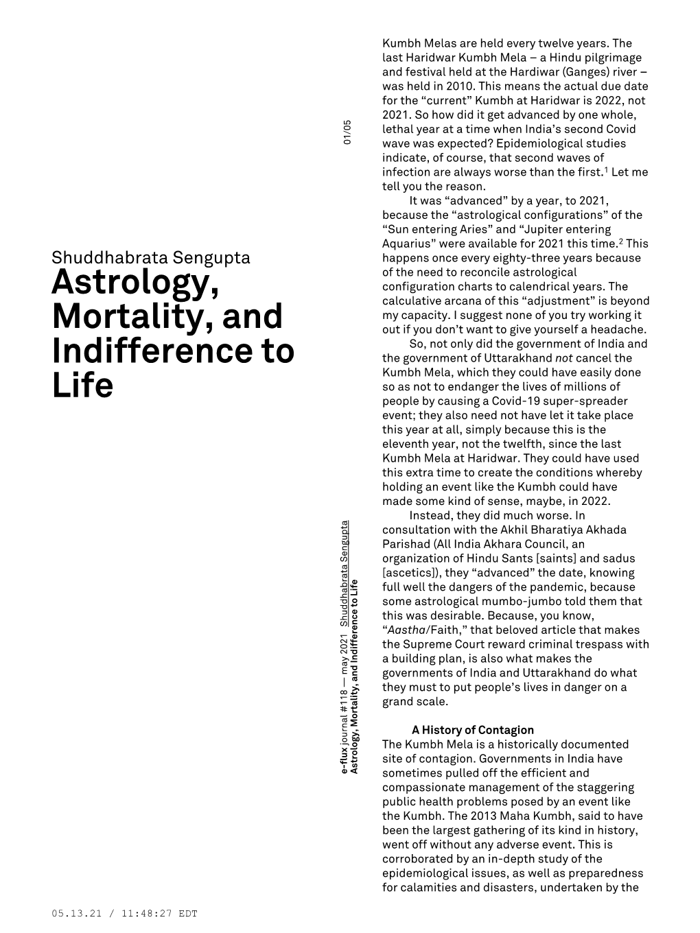 Astrology, Mortality, and Indifference to Life