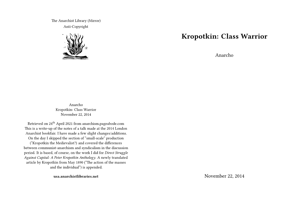 Kropotkin: Class Warrior