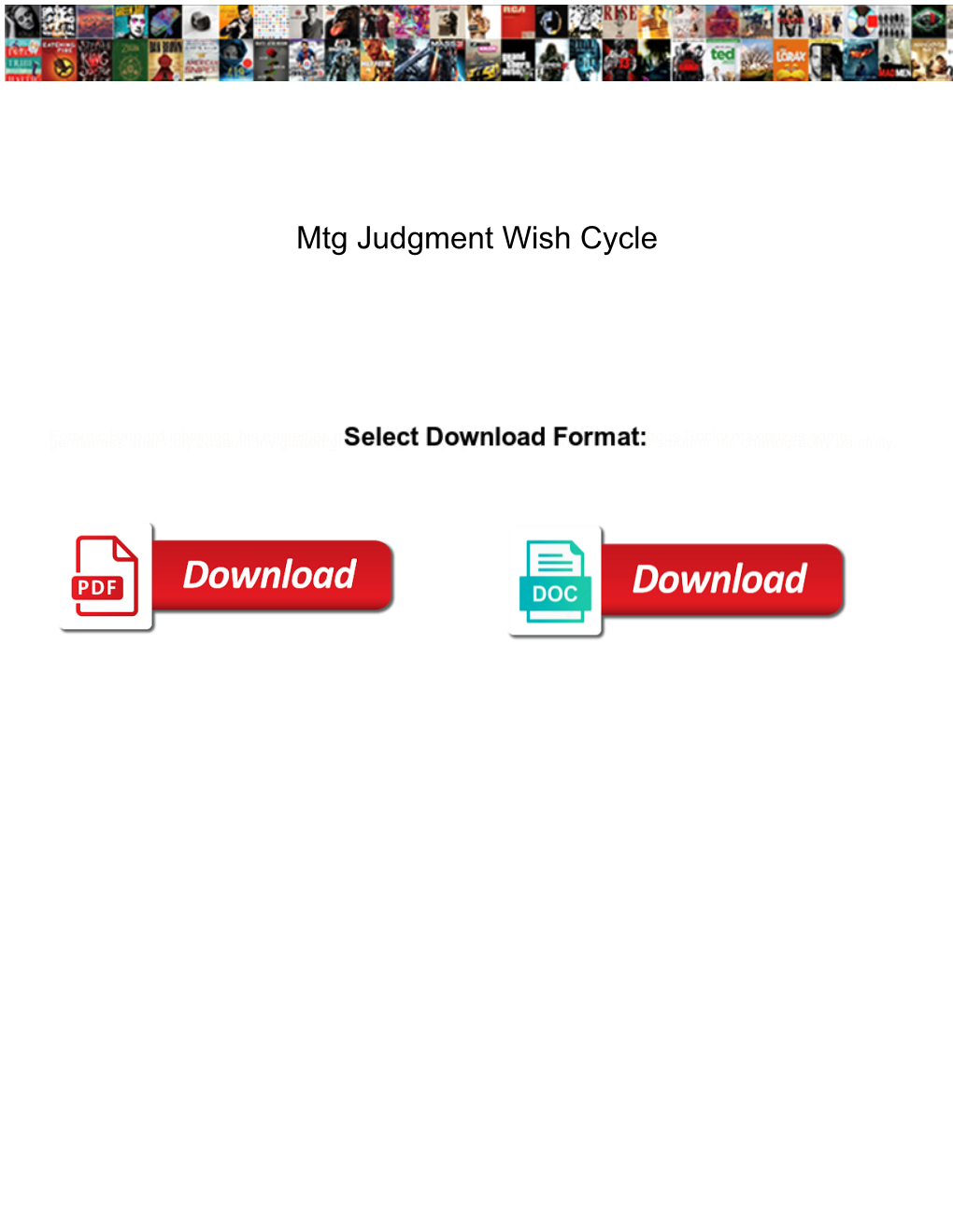 Mtg Judgment Wish Cycle