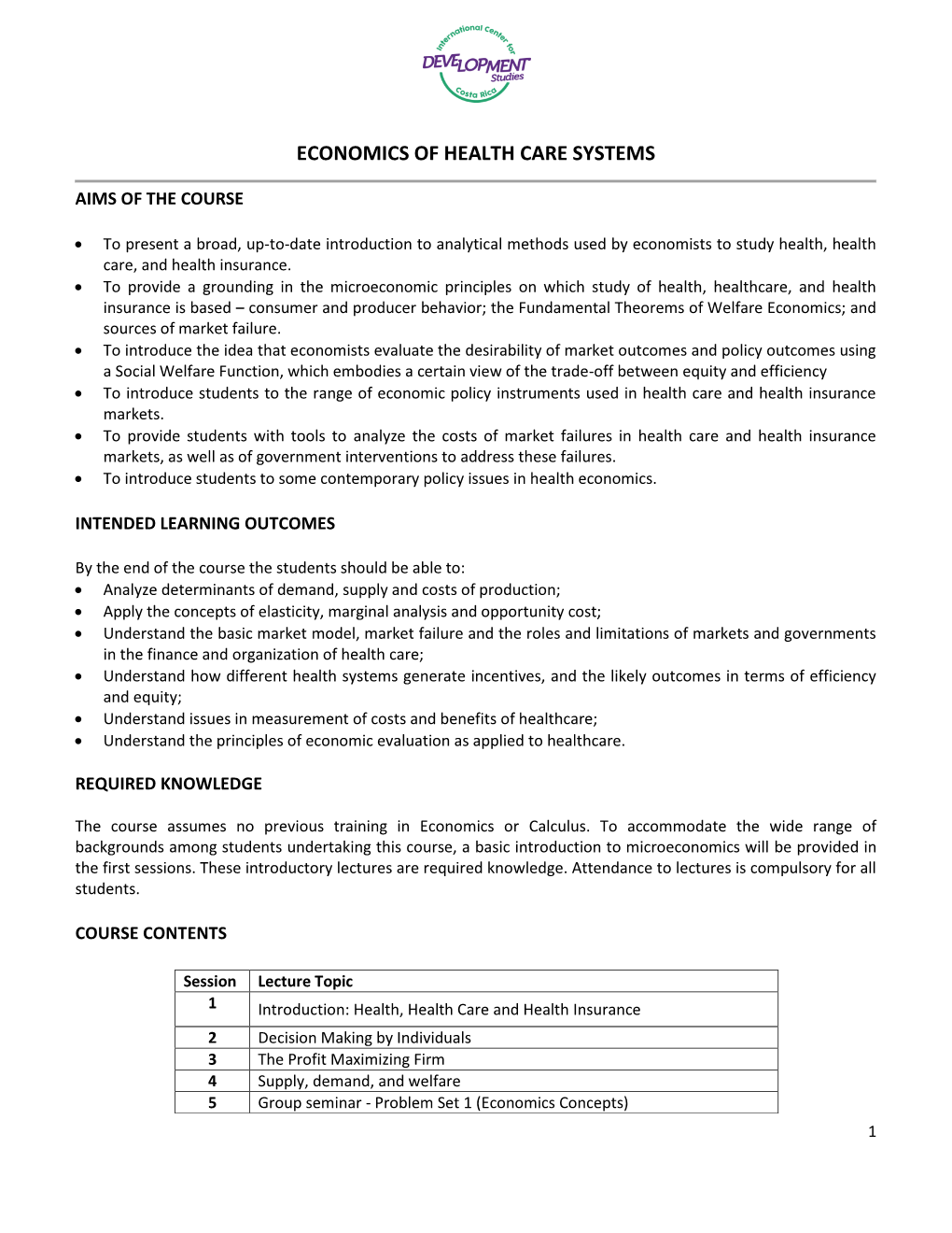 Economics of Health Care Systems