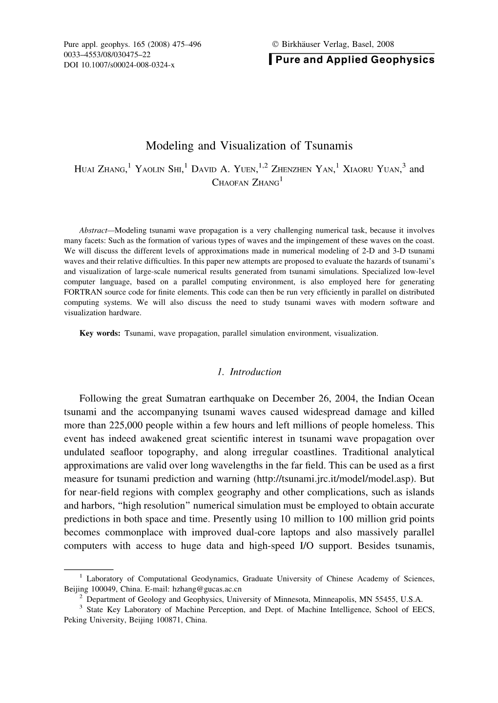 Modeling and Visualization of Tsunamis