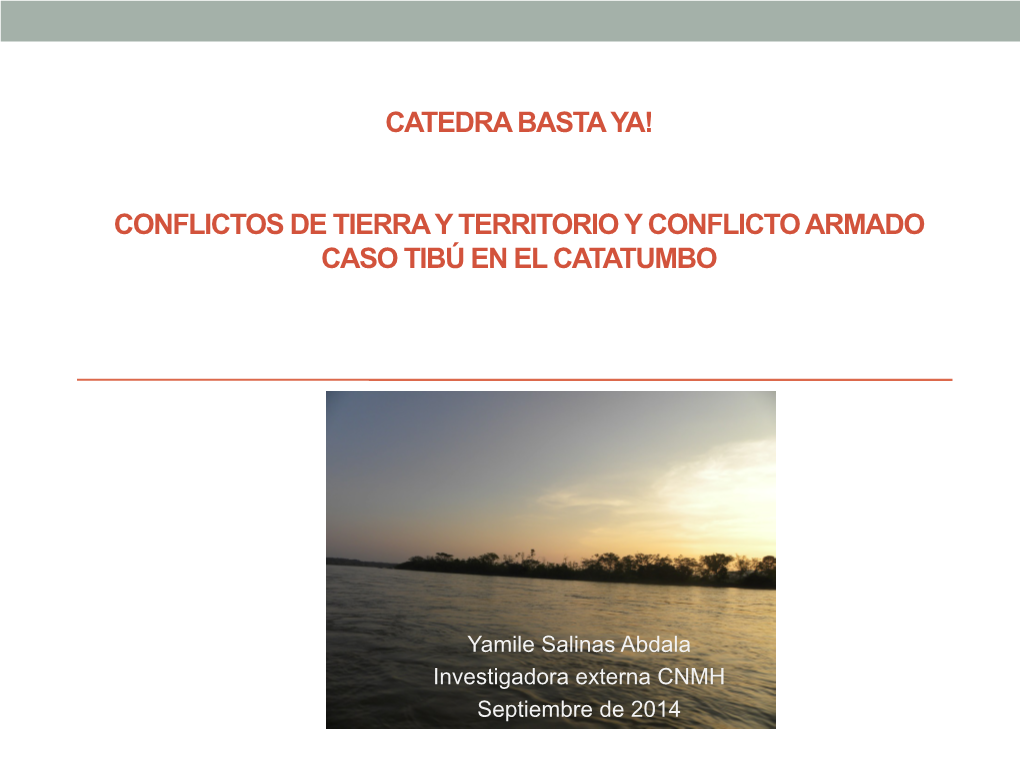 Catedra Basta Ya! Conflictos De Tierra Y Territorio Y Conflicto Armado Caso Tibú En El Catatumbo
