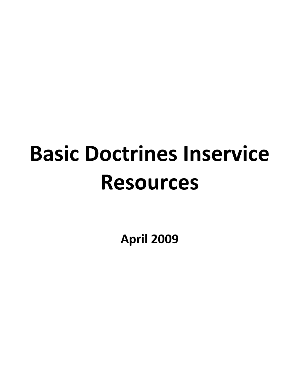 Basic Doctrines Inservice Resources