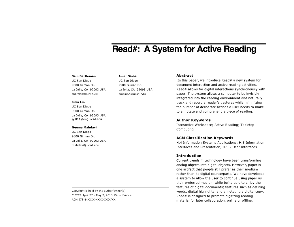 Read#: a System for Active Reading
