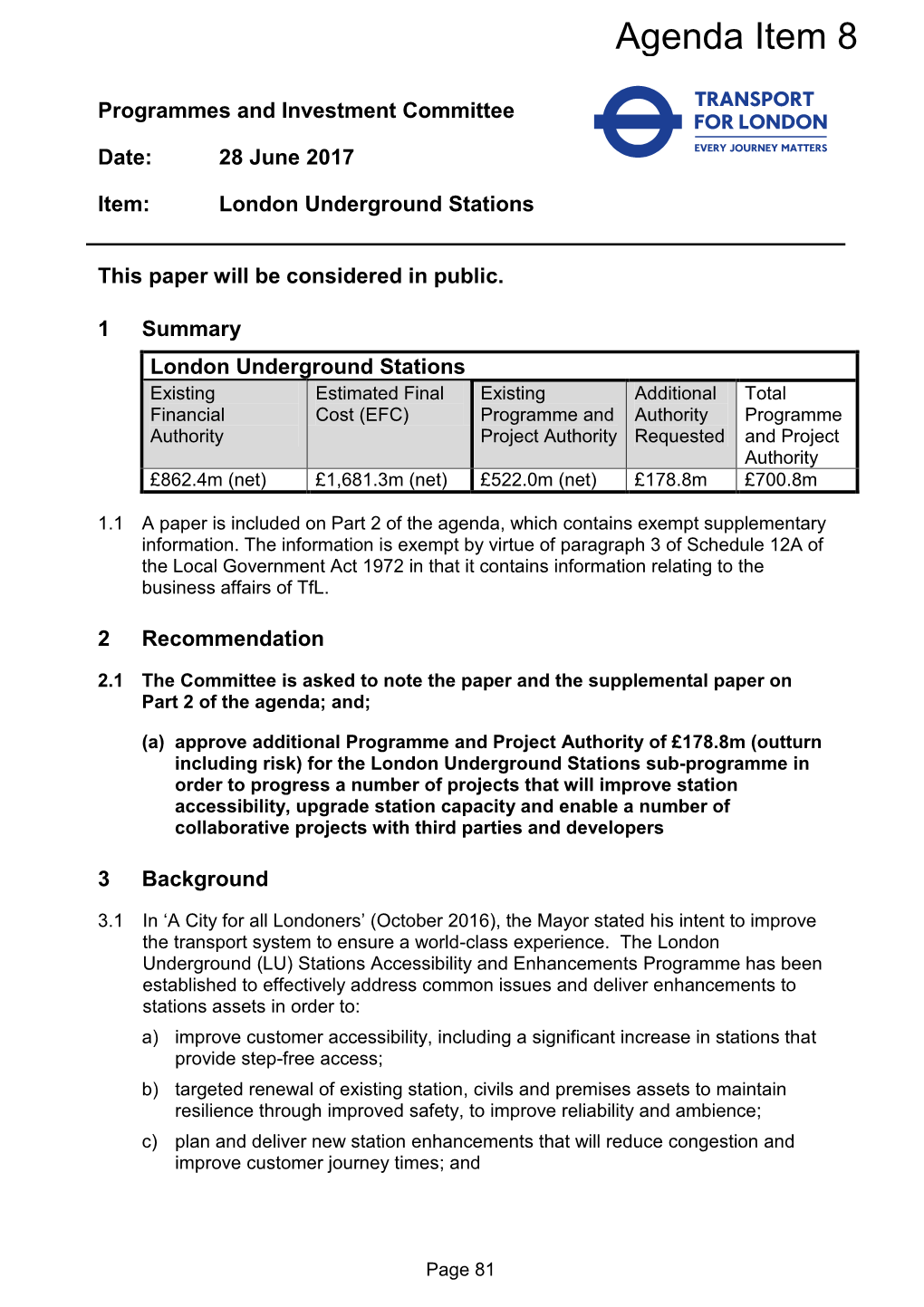 (Public Pack)Agenda Document for Programmes and Investment Committee, 28/06/2017 13:30