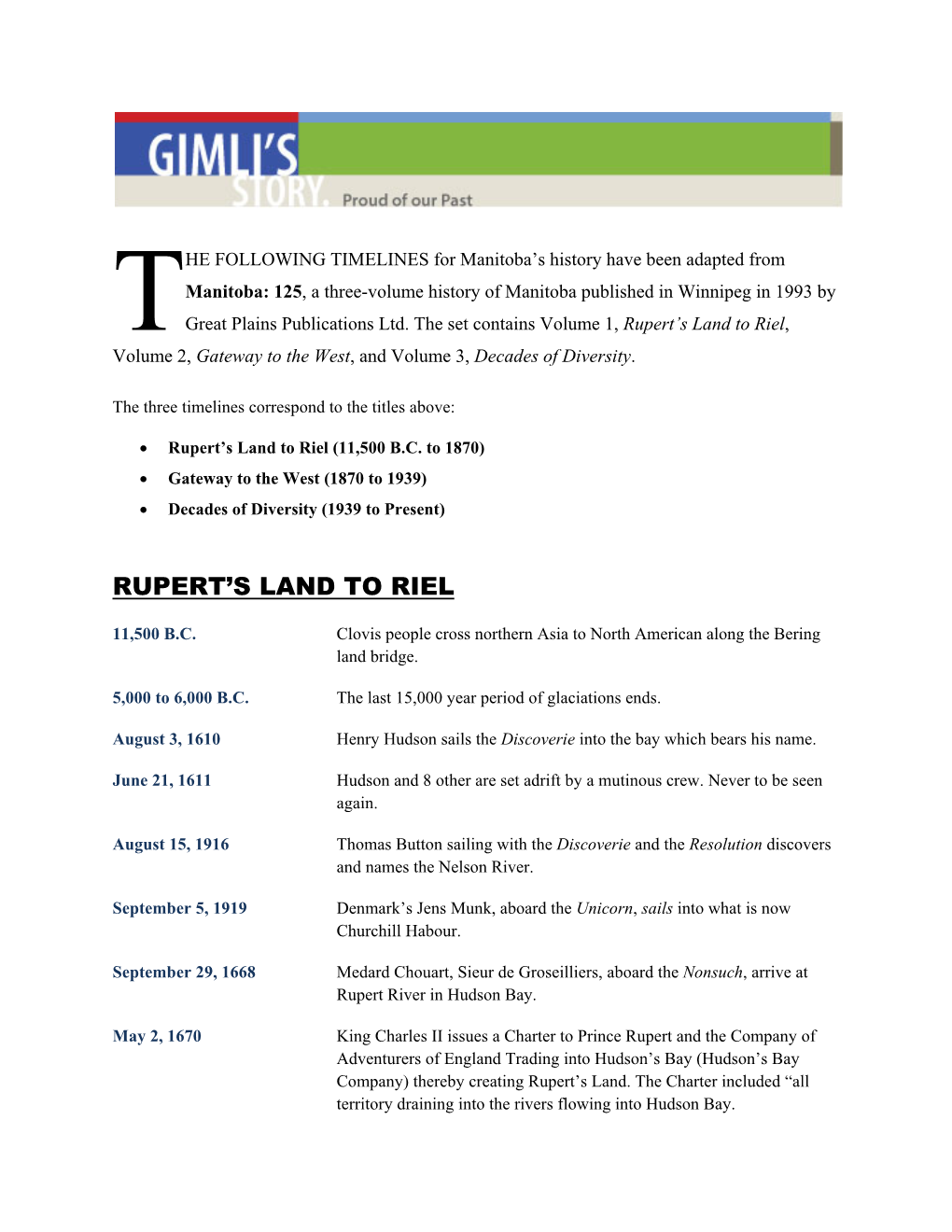 Rupert's Land to Riel