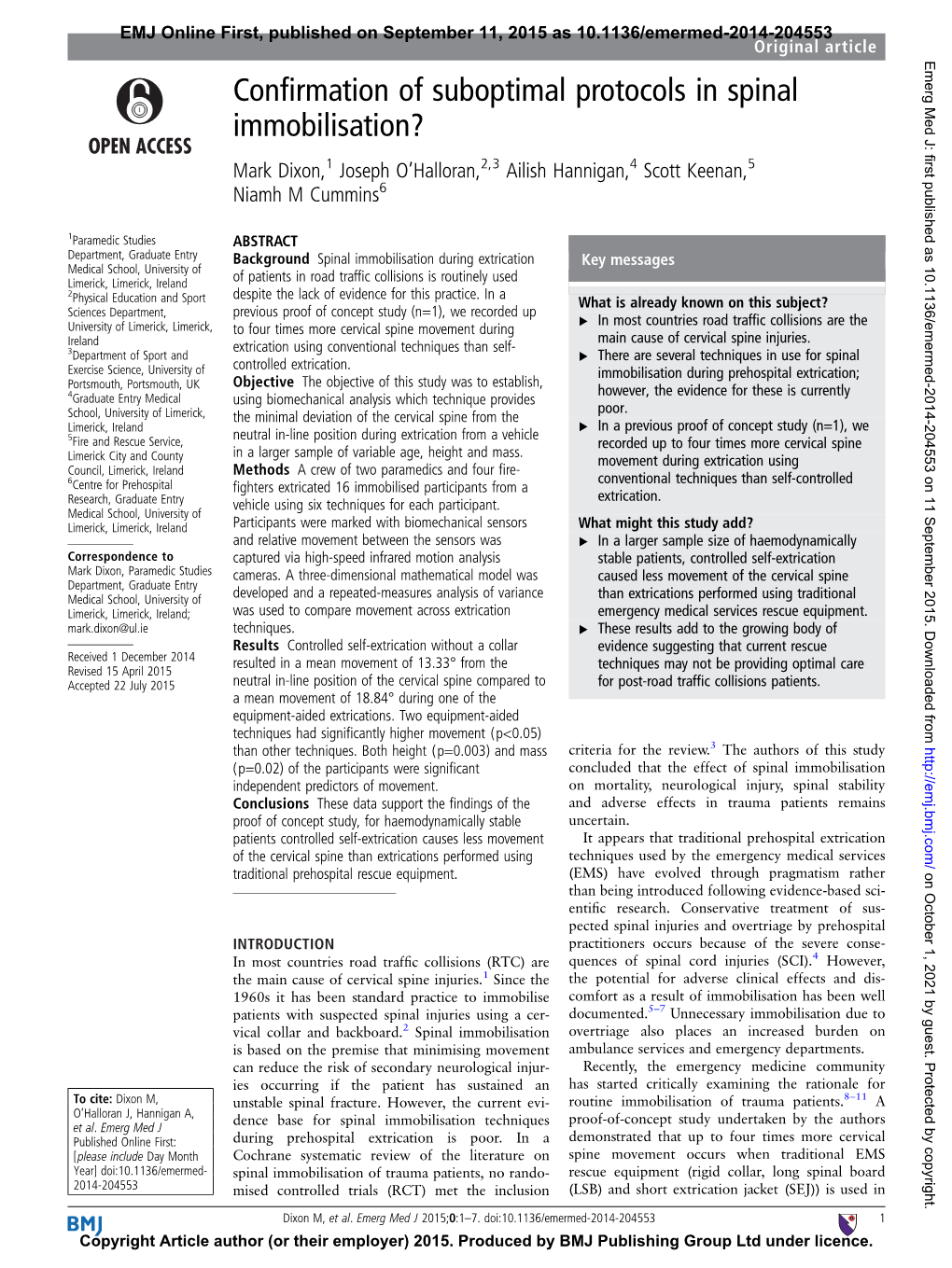 Confirmation of Suboptimal Protocols in Spinal Immobilisation?