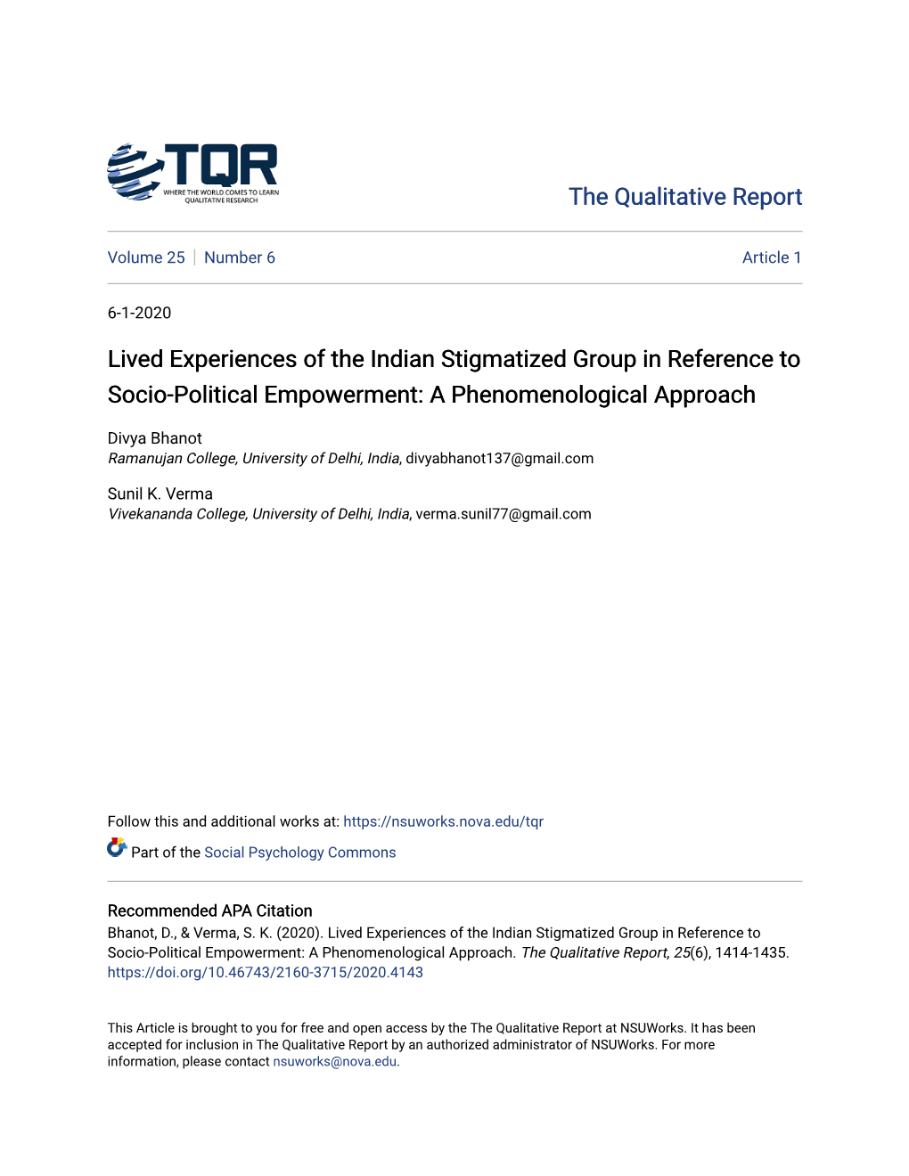 Lived Experiences of the Indian Stigmatized Group in Reference to Socio-Political Empowerment: a Phenomenological Approach