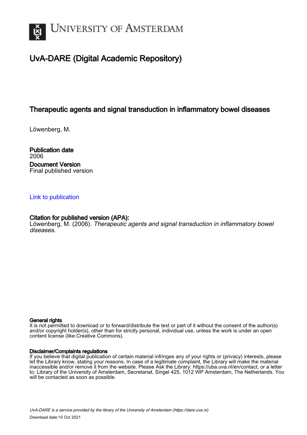 Therapeutic Agents and Signal Transduction in Inflammatory Bowel Diseases