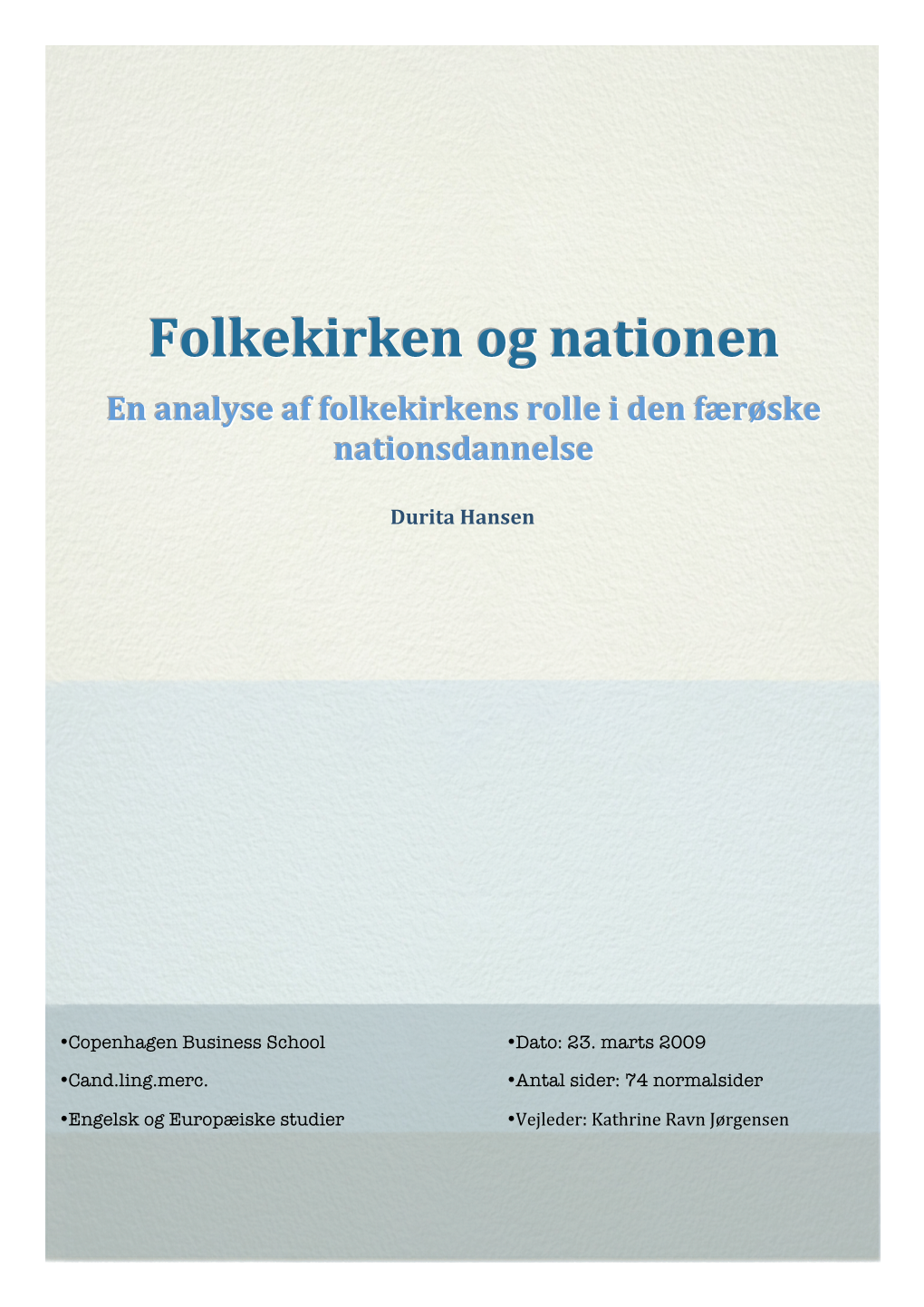 Folkekirken Og Nationen