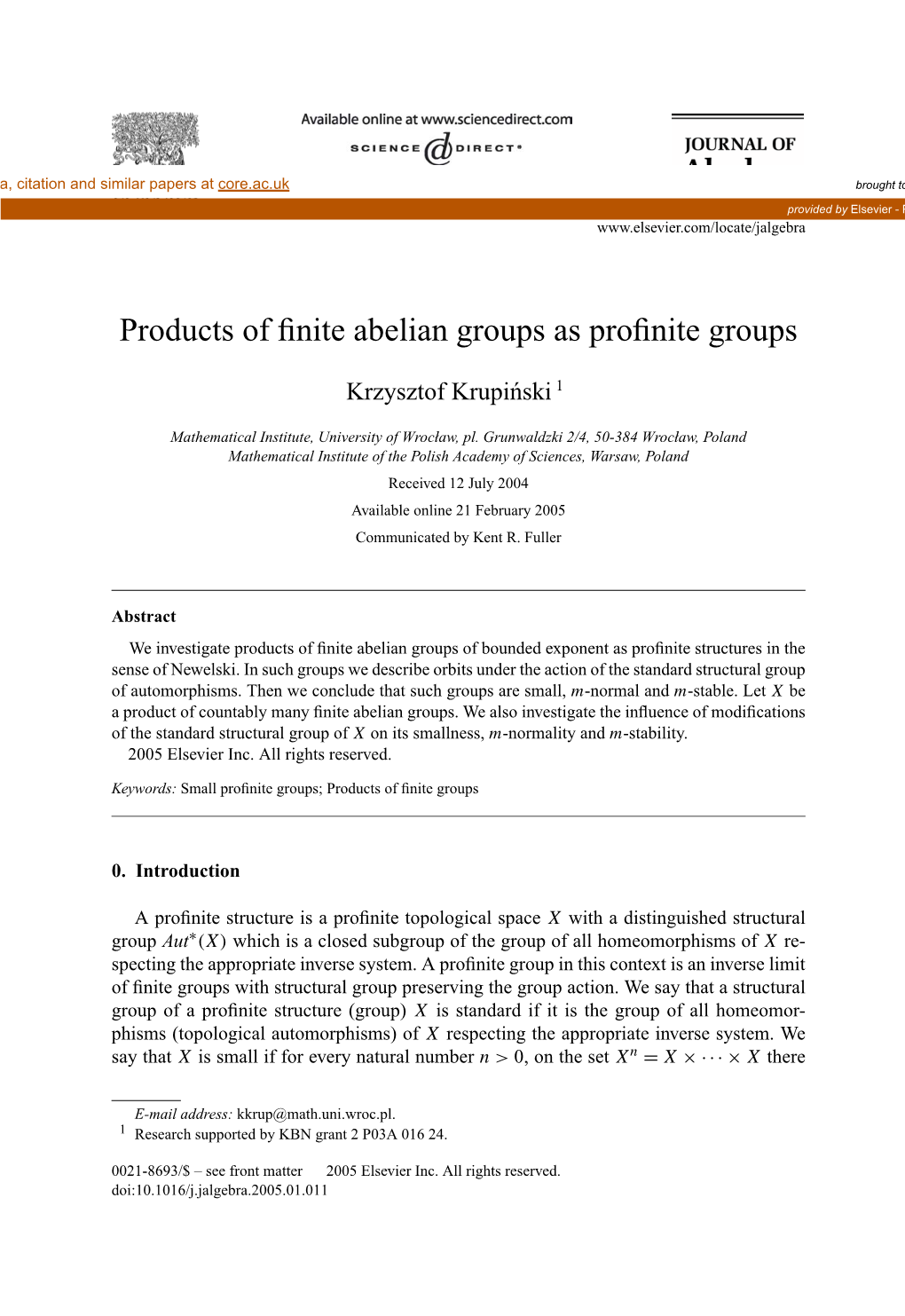 Products of Finite Abelian Groups As Profinite Groups