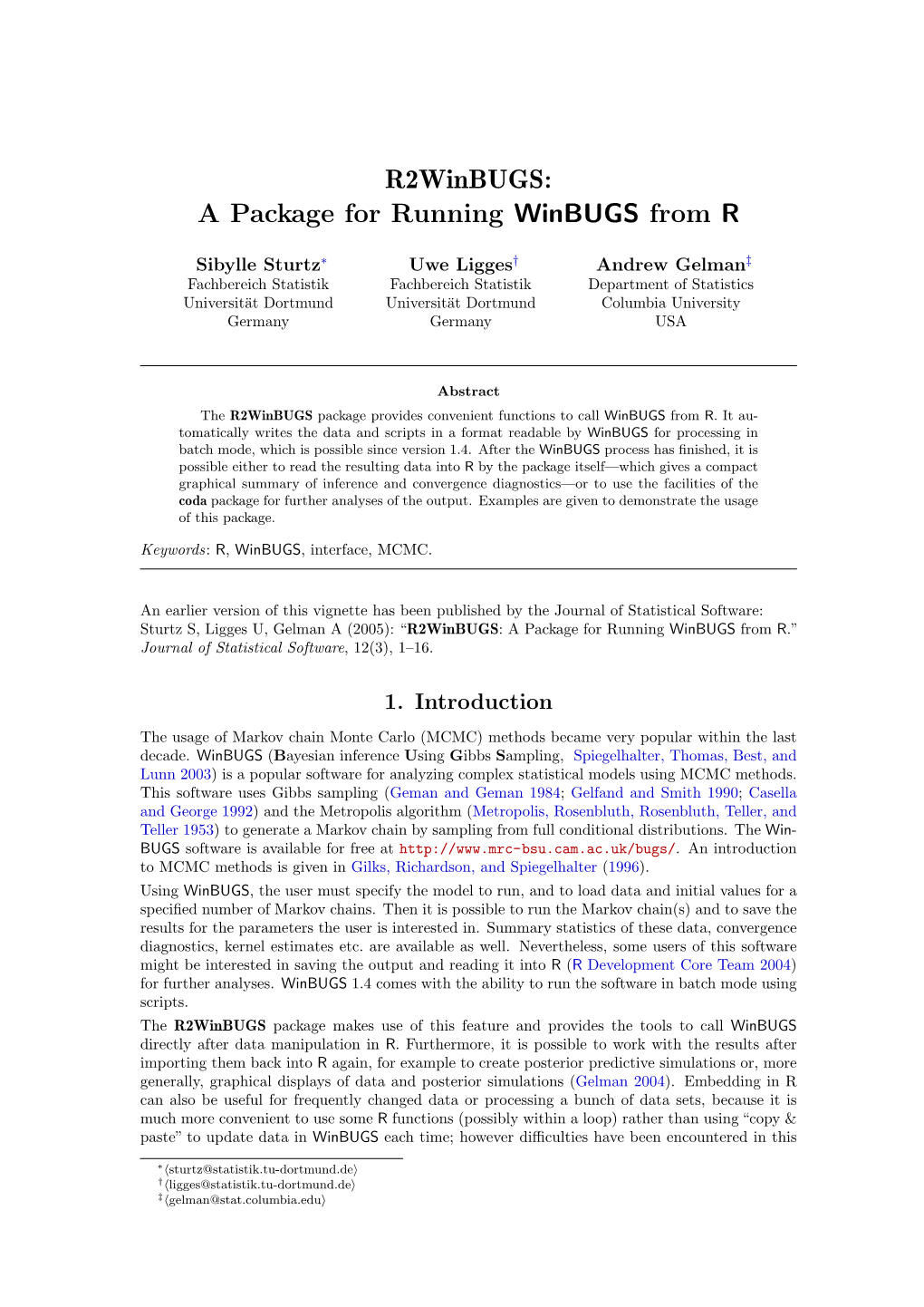 R2winbugs: a Package for Running Winbugs from R