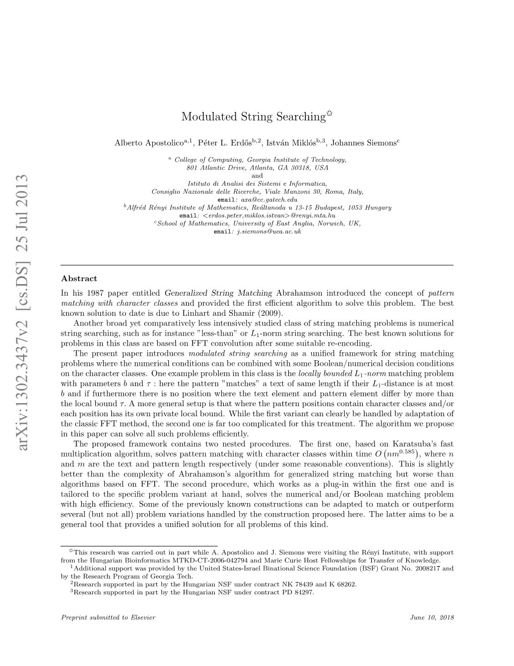 Modulated String Searching Framework (Or MSS for Short) Which Combines the ﬂexibility of PMCC with Numerical Calculations And/Or More Complicated Boolean Conditions