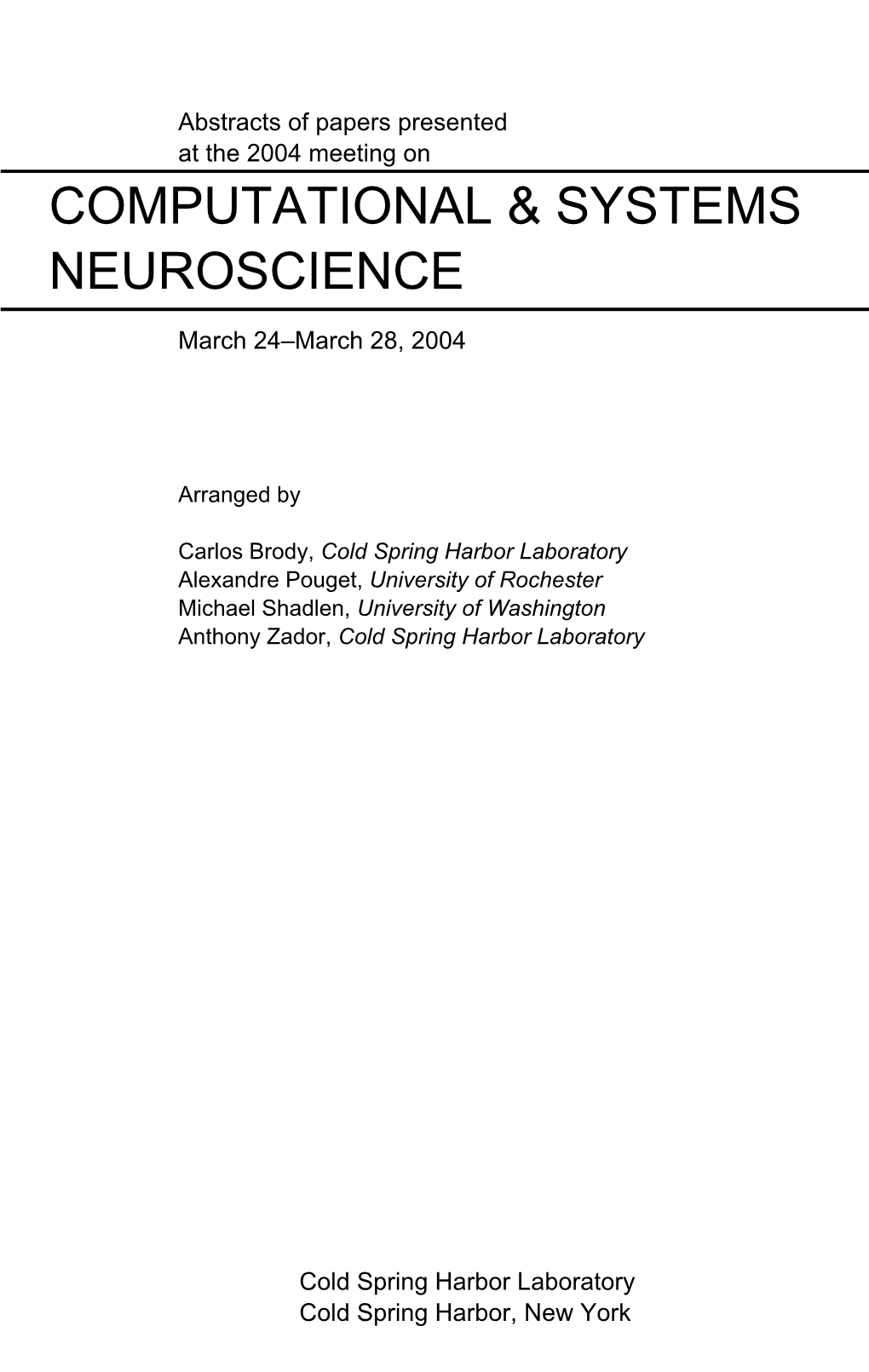 Computational & Systems Neuroscience