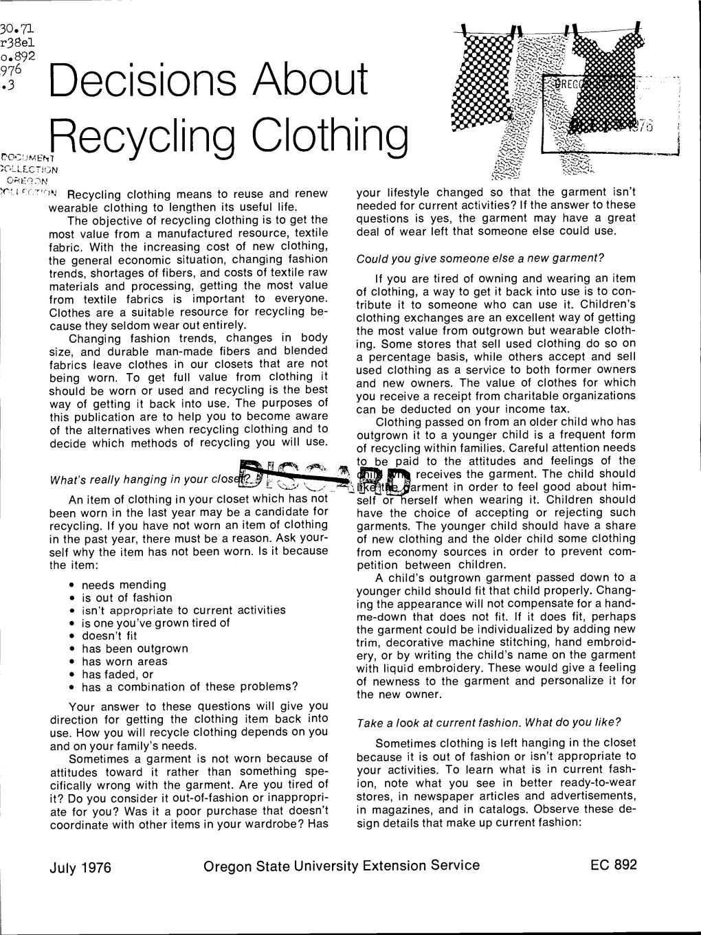 Decisions About Recycling Clothing C'llec TGN