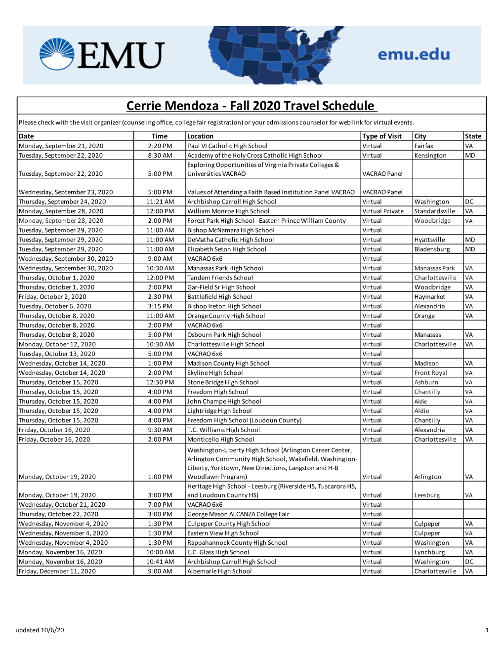 FA20 Counselor Travel Schedules for Website