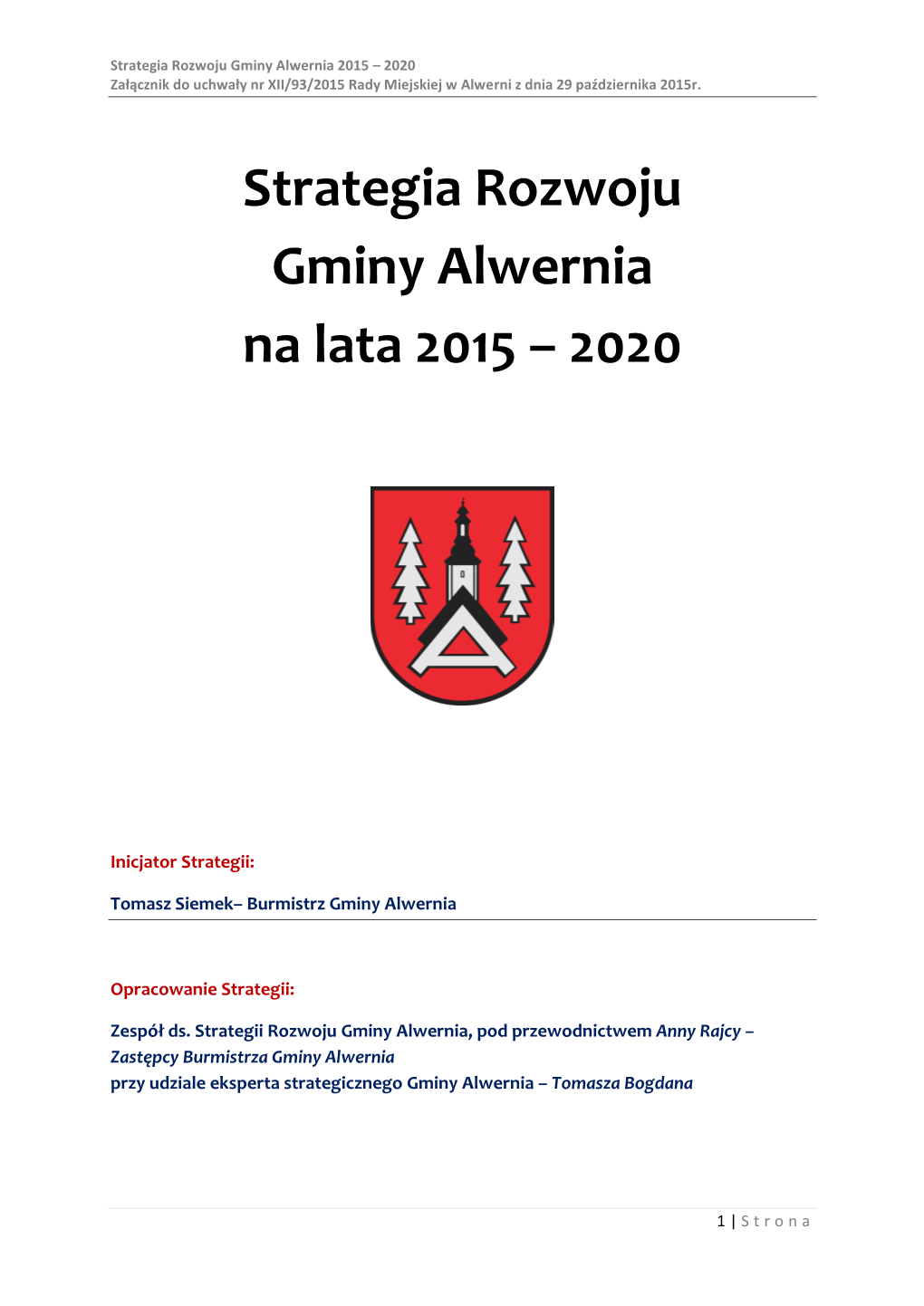 Strategia Rozwoju Gminy Alwernia Na Lata 2015 – 2020