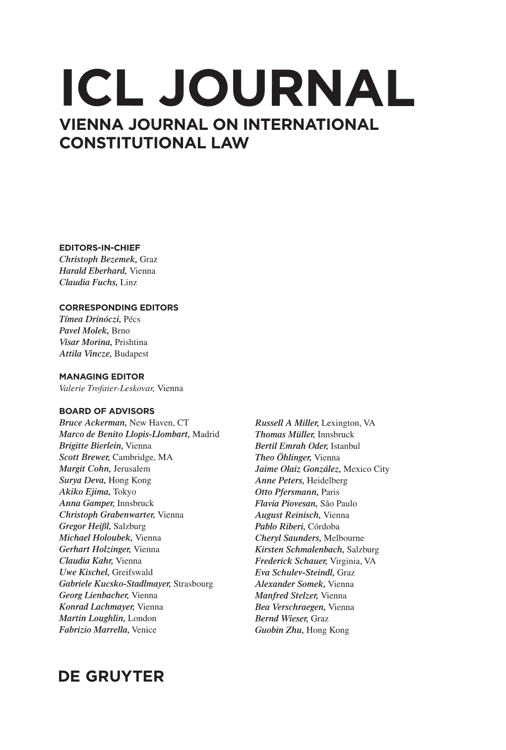 Icl Journal Vienna Journal on International Constitutional Law