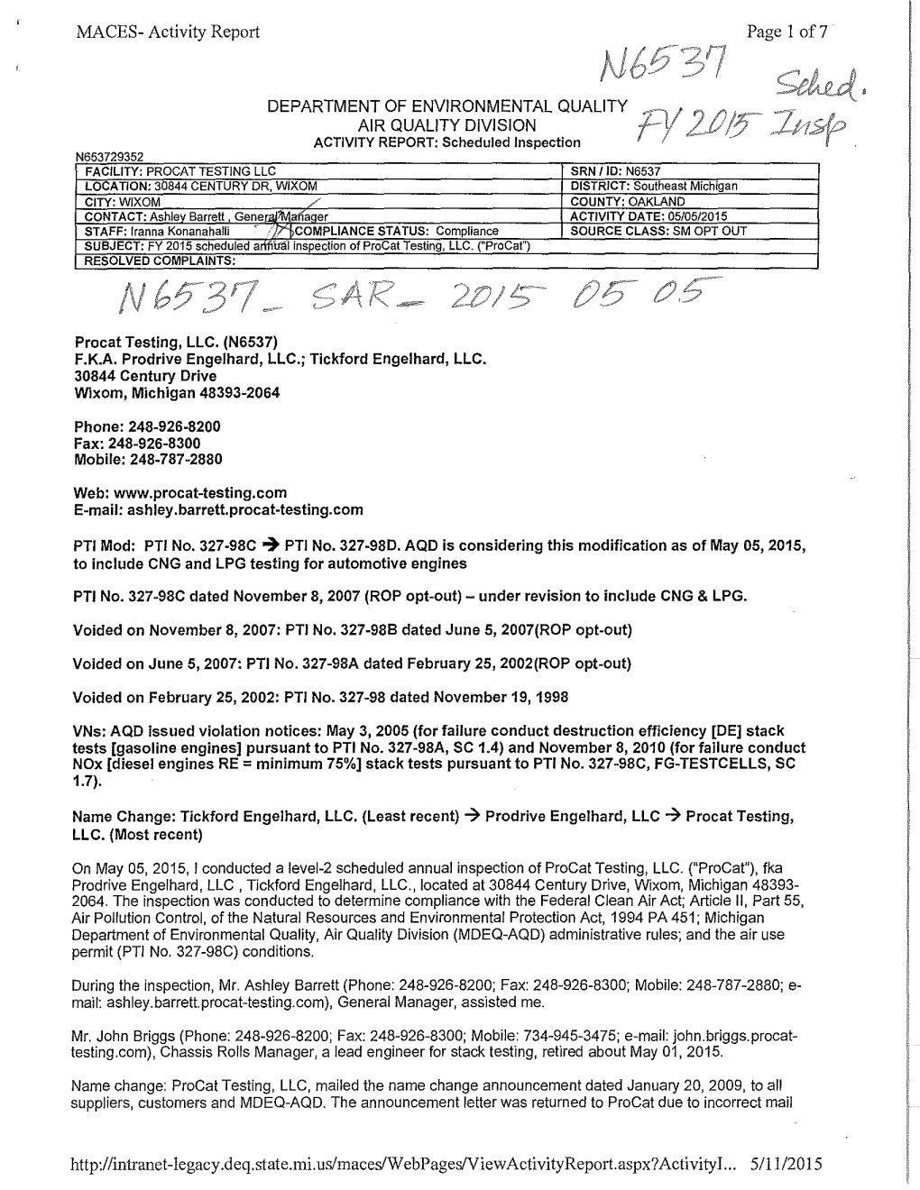 MACES- Activity Report Page 1 Of7