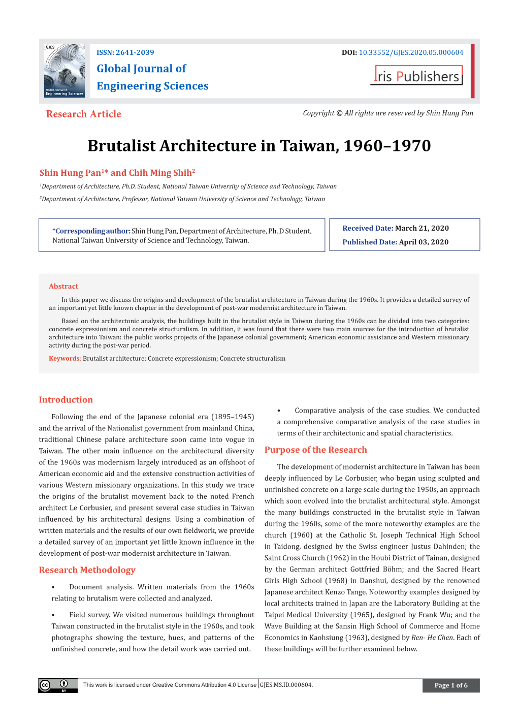 Brutalist Architecture in Taiwan, 1960–1970