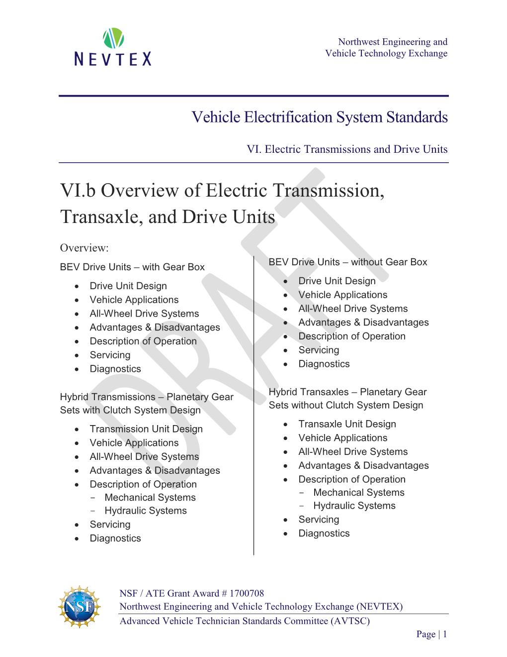 VI.B Overview of Electric Transmission, Transaxle, and Drive Units