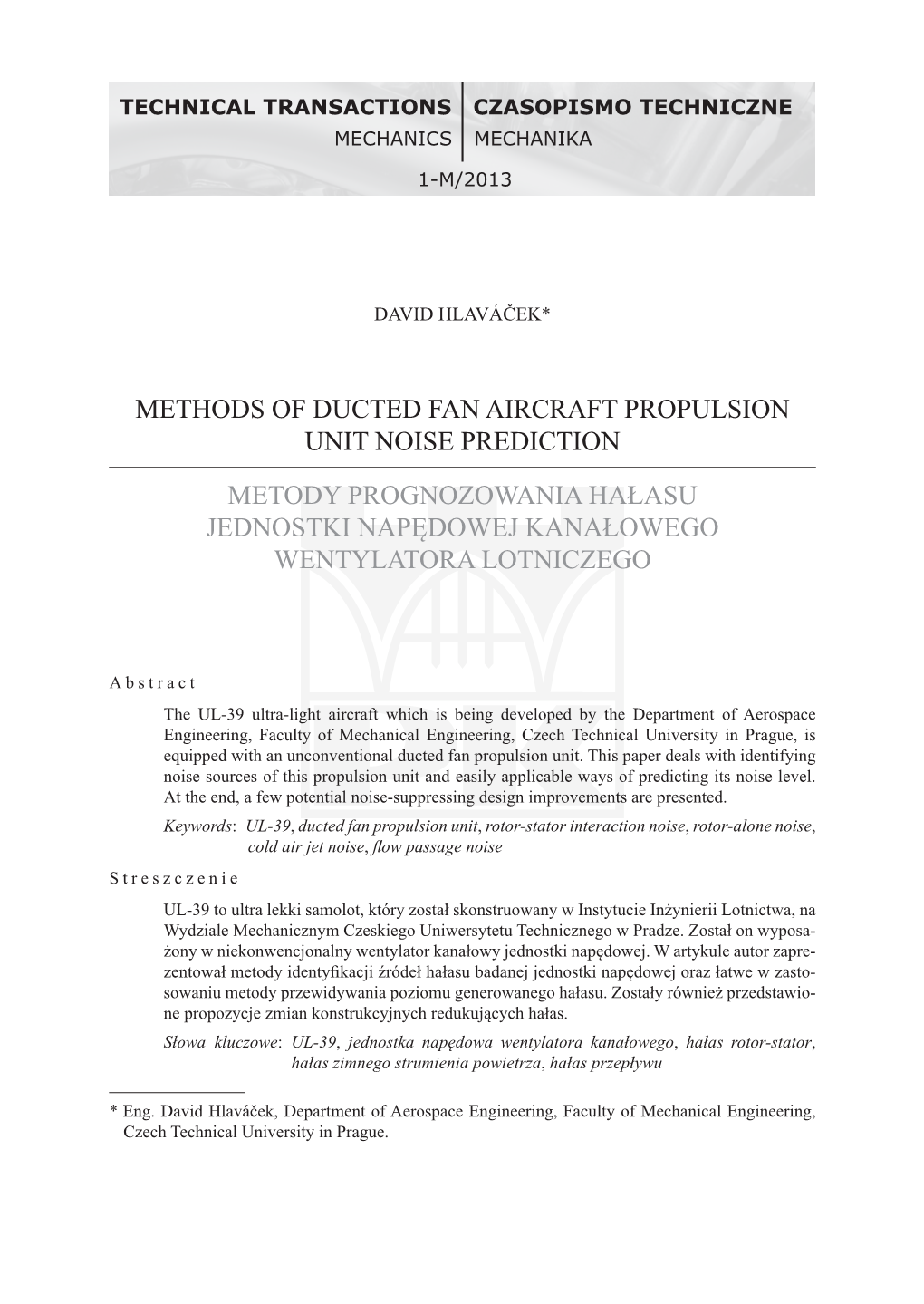 Methods of Ducted Fan Aircraft Propulsion Unit Noise Prediction