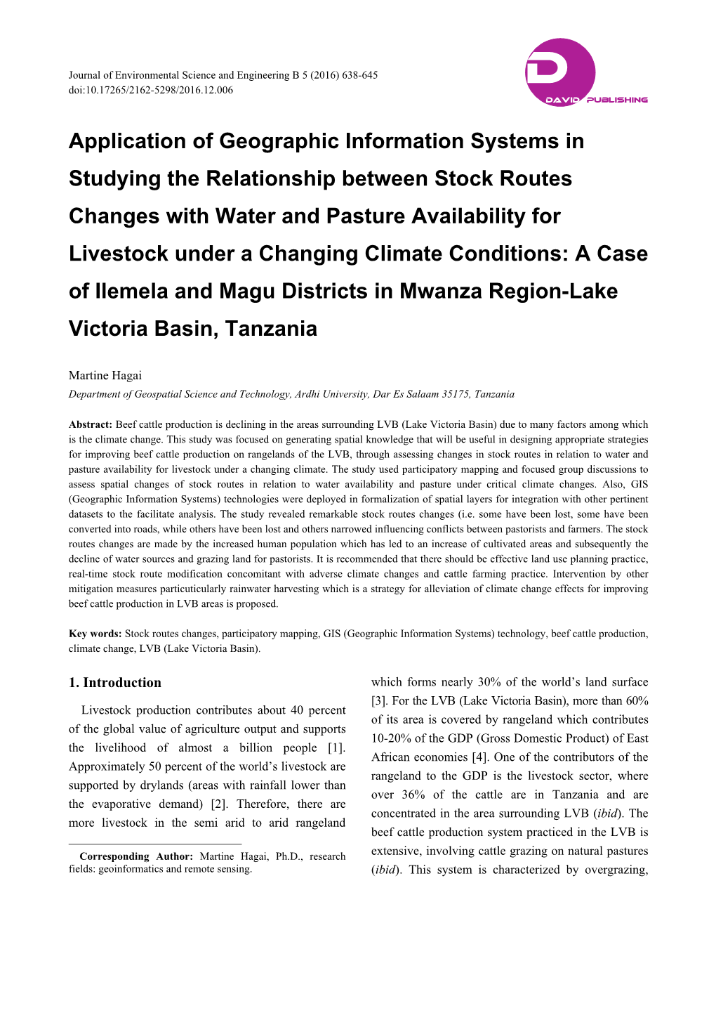 A Case of Ilemela and Magu Districts in Mwanza Region-Lake Victoria Basin, Tanzania